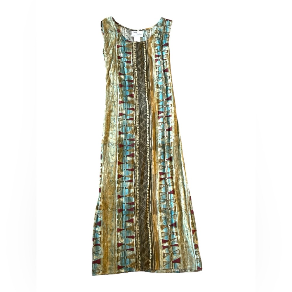 Always, Caroline By Jim Elliot VTG 1980s Maxi Dress Earth Tones Women’s Size 12